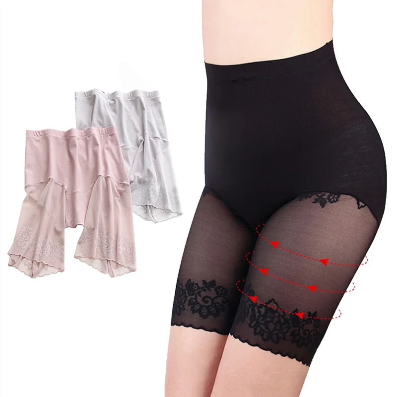 Pantalones de seguridad de talla grande para mujer, pantalones cortos debajo de la falda, bragas sexis de encaje antirozaduras hasta el muslo, ropa interior ultrafina de talla grande 115kg