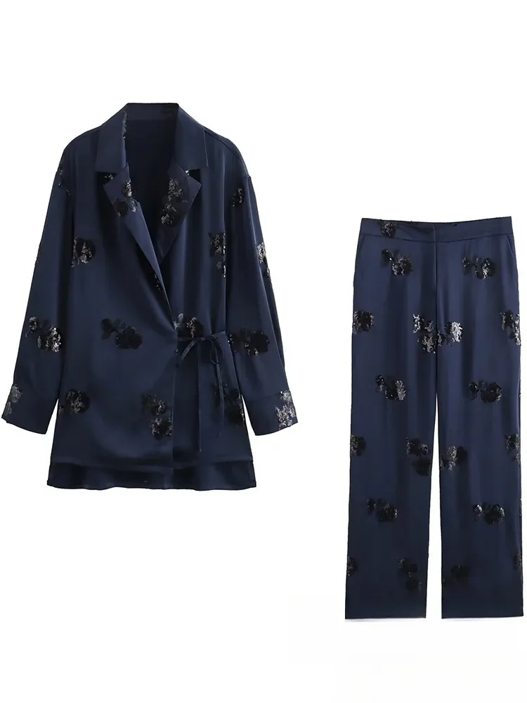 KONDALA بدلة نسائية غير رسمية أنيقة عتيقة بياقة على شكل V وجيوب سترة مستقيمة وفضفاضة موضة جديدة لخريف 2024 طقم مكتب للسيدات