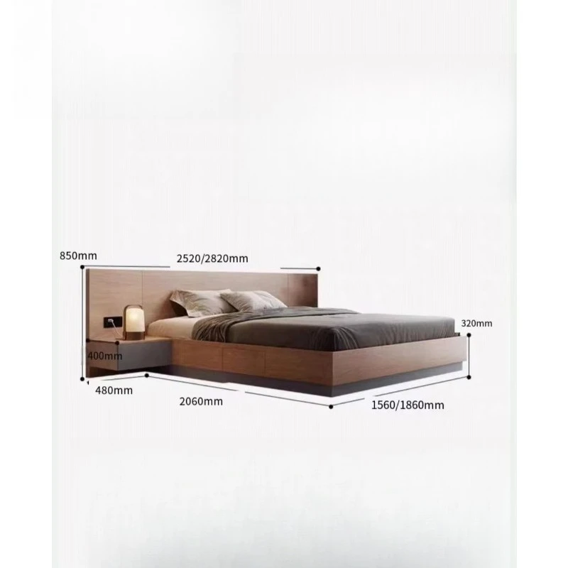 Modern Hotel Furniture Wooden Bed with Storage Gas Lift Bedroom Double King Family Bed Frame