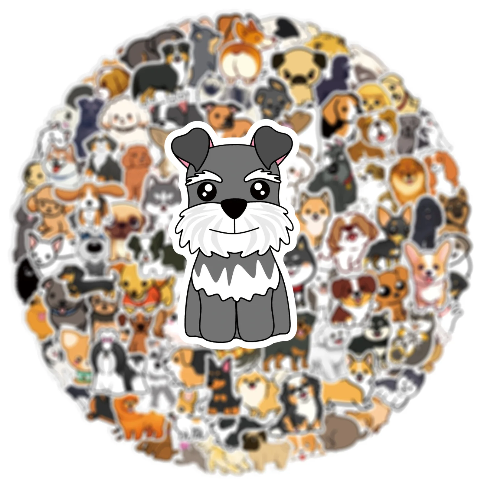 100 Pcs 작은 크기 귀여운 강아지 낙서 스티커, 물 컵 편지지 상자 DIY 장식 방수 스티커