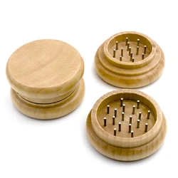 Molinillo de tabaco de madera, trituradora de hierbas redonda de 55mm, suministros de cocina, cortador de rombos de 2 capas para fumar, accesorios