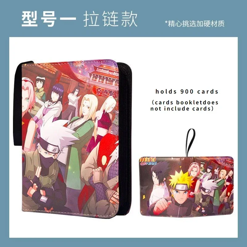 NARUTO Anime Uzumaki Naruto 400-900pcs Card Album Book Game Card Holder Zipper Binder Game Card Collection Kids Toys Gifts