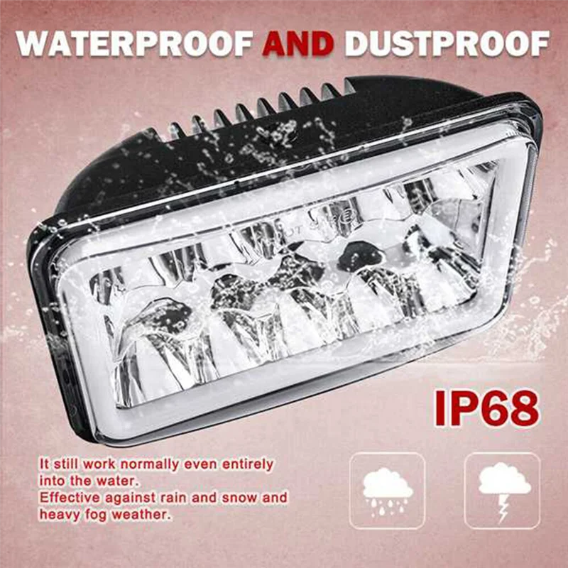 

Герметичная светодиодная лампа Drl 4 дюйма X 6 дюймов, кристально прозрачная головная лампа, фара 6X4, часть фары для грузовика, мотокросса