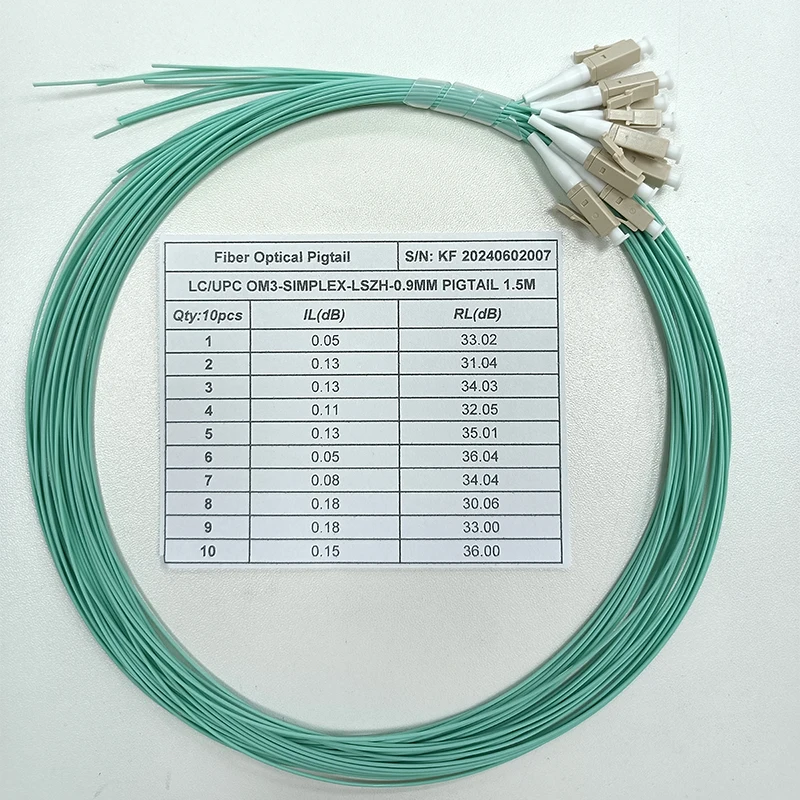 KATORD OM3 LC/UPC Fiber Optic Pigtails 1.5Meters SM OM3 SX Core 0.9mm With Aqua LSZH Jacket Optical Fiber Pigtails For Telecom