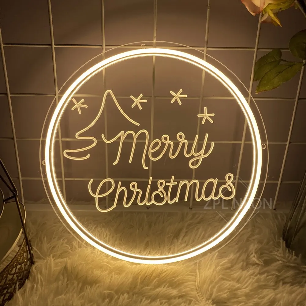 Merry Christmas Neon Sign 3D Carved Led Sign Living Room Decor Bedroom Party Christmas Decor Wall Art Neon Light New Year Gifts