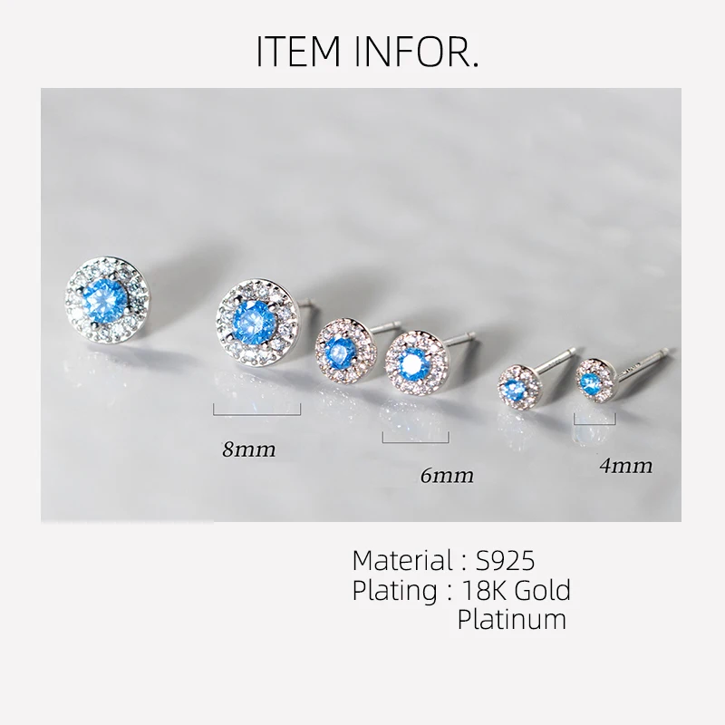 La Monada Exquisite 925 Sterling Silver Women's Earrings Blue Cubic Zirconia Accents Elegant CZ Surroundings Jewelry Featuring