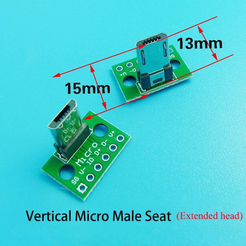 USB 2.0 Micro-Stecker Vertikaler Anschluss PCB-Konverter-Adapterplatine 180 Grad Vertikal 5 Stück Quadratisch – Detail 4
