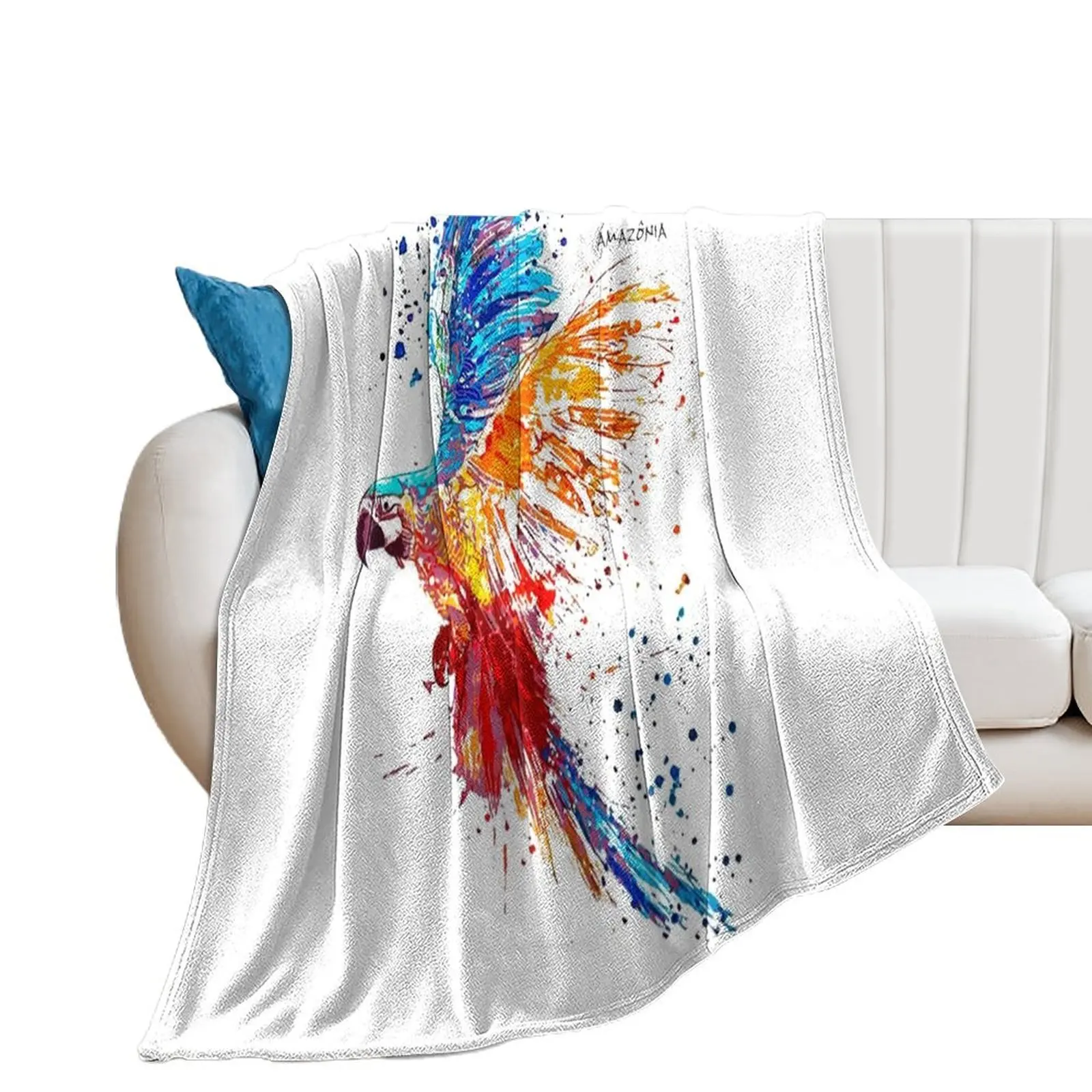 Macaw Paint - Amazonia Macaw Brazilian Birds Throw Blanket For Sofa Thin Vintage Blankets