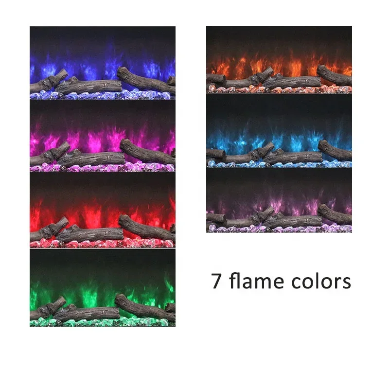 Chimeneas 3D LED Flame Wall Inserts Electric Fireplaces Electronic Fireplace Cast Iron Modern Indoor 50inch Recessed Fire 0.5-8H