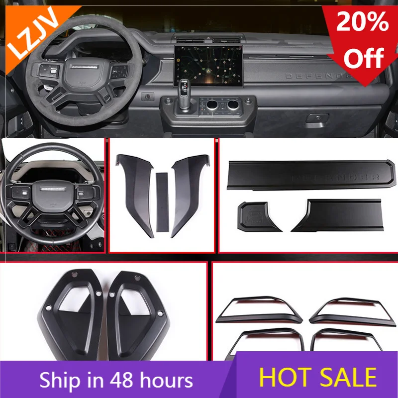 carbon fiber pattern Car Dashboard Side Panel Decoration Cover Trim  For Land Rover Defender 20-23 accessories