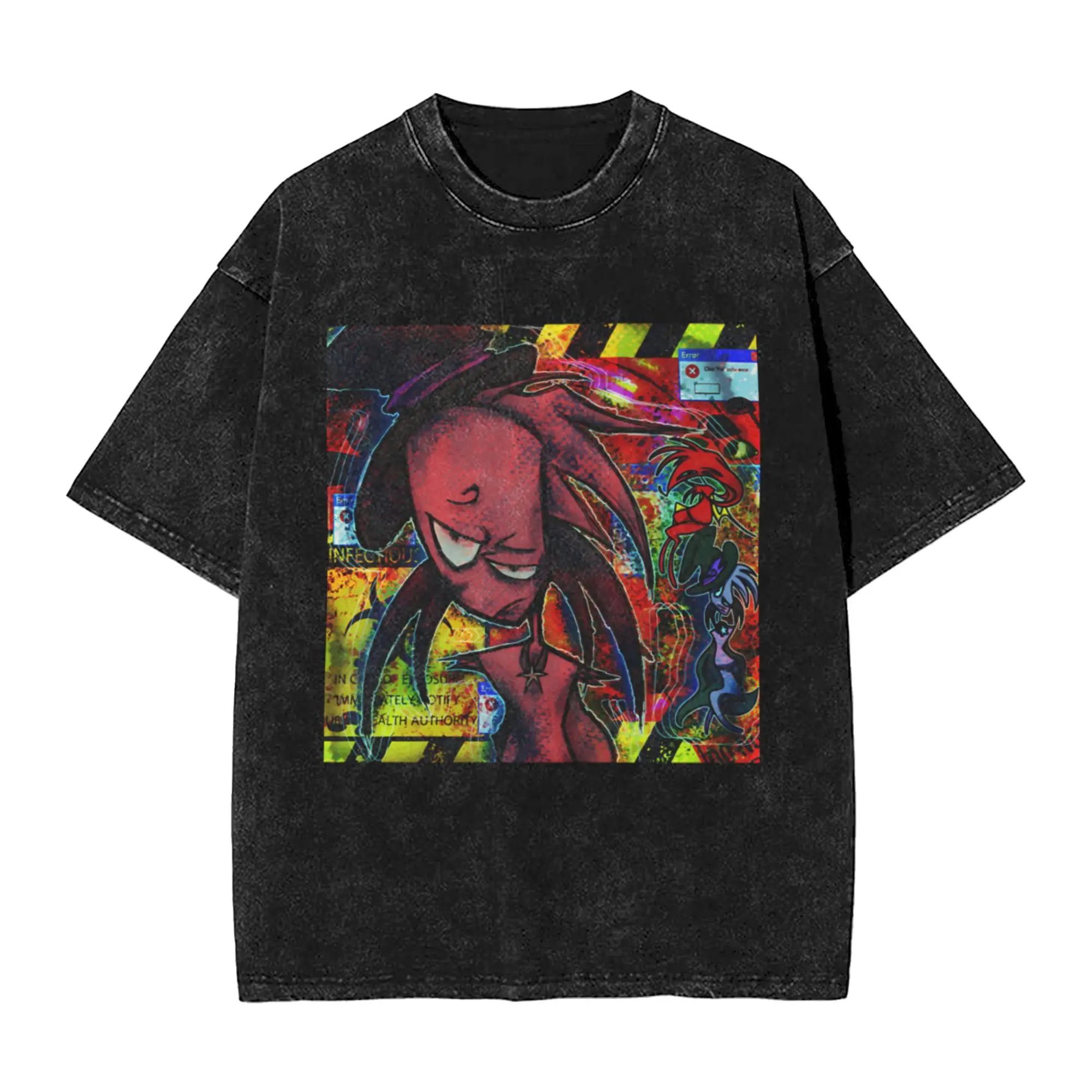 Abstract Character with Grunge Colorful Background Classic Trendy A Vintage Oversized Cotton Unisex T-Shirts