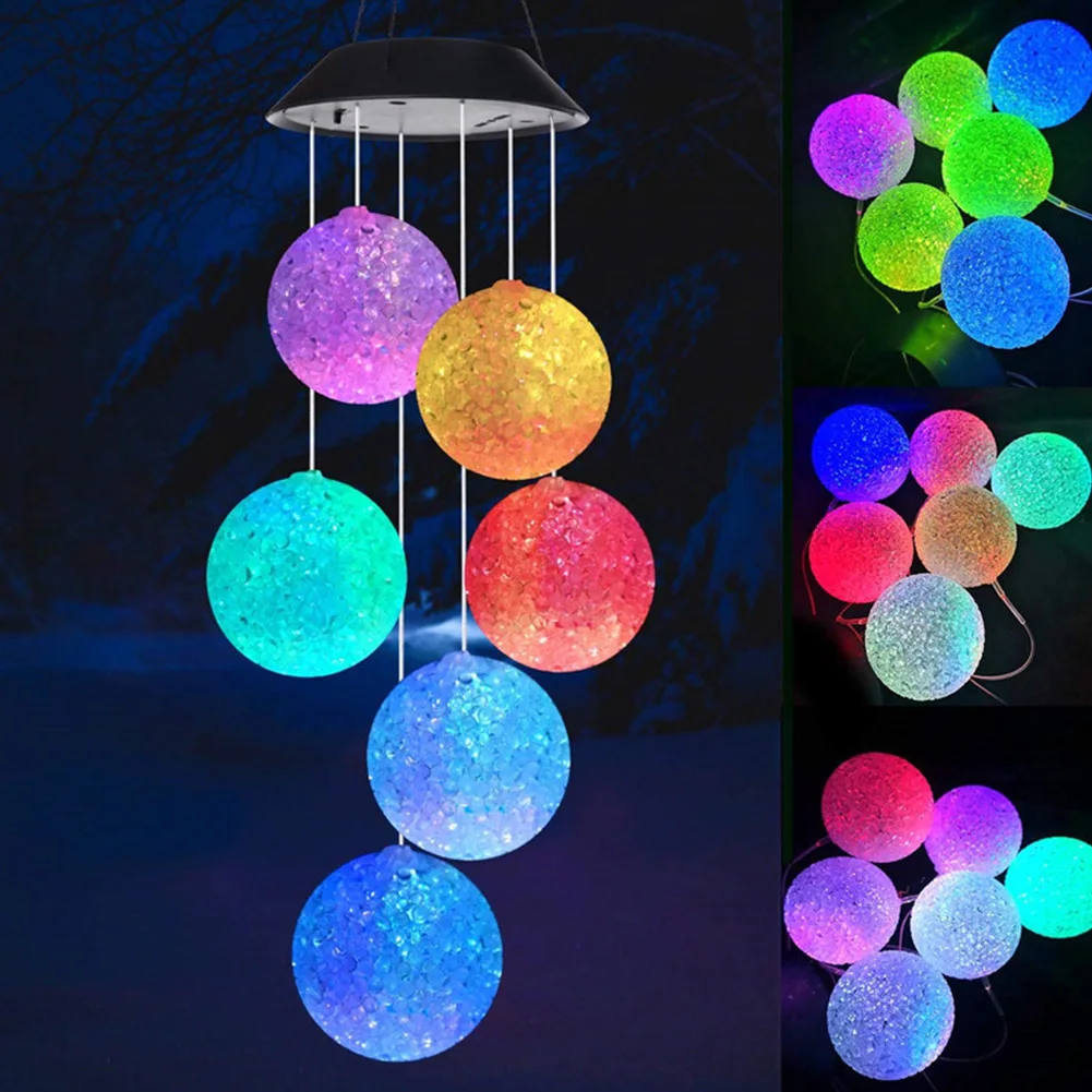 

Round Ball Solar Wind Chime Crystal Ball Waterproof Wind Chime Lamp Outdoor Use for Landscape Courtyard Garden Home Decoration