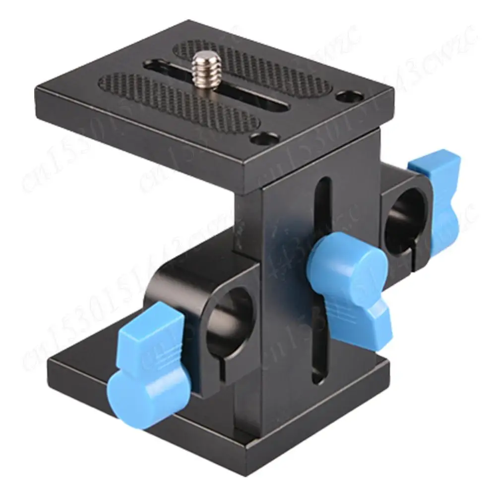 Morsetto per asta da 15 mm Railblock Filettatura da 1/4 e 3/8 pollici Foro per asta Supporto Guida Staffa regolabile in altezza per Follow Focus per fotocamera DSLR