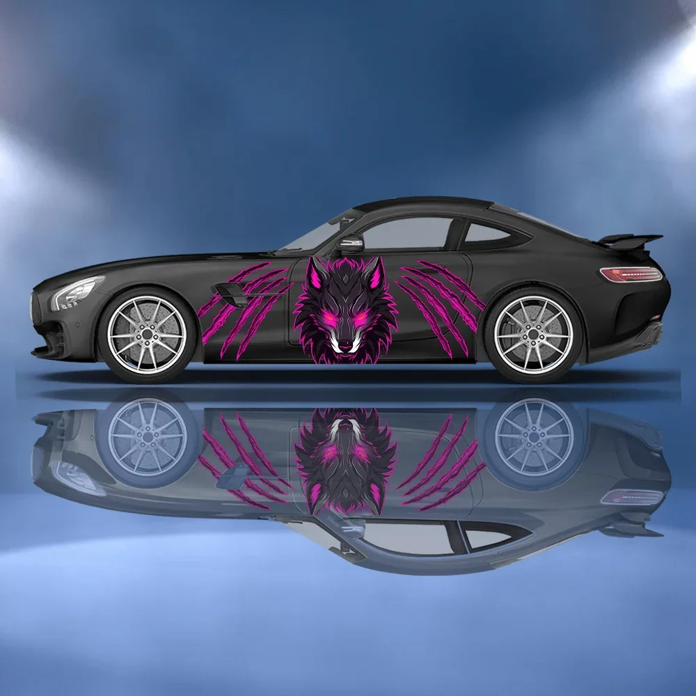 

Shining Wolf Flower Scratch Car Vinyl Wraps Decal Self-adhesive PVC Sticker Suitable for Trucks SUV Decoration Auto Accessories