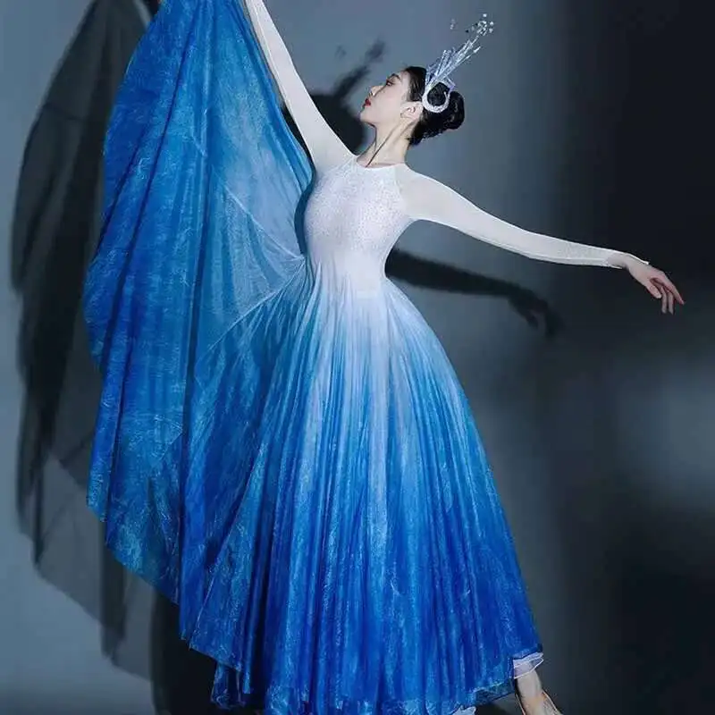 stage-classical-dancer-performance-costumes-women-practice-dance-clothes-chinese-style-folk-gradient-blue-dance-plus-size-3xl