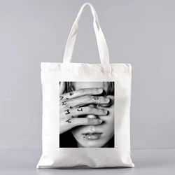 Jungkook Fashion Pattern Canvas Bag pop music tote bag Kpop borsa a tracolla casual da donna Jungkook Army Tattoo tote bag Kpop Gift