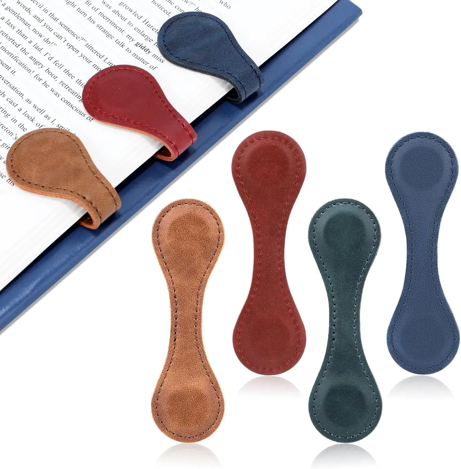 Magnetische Lesezeichen für Damen und Herren – doppelseitige magnetische Lesezeichen zum Lesen von Frauen als Geschenk, multifunktionale Leder-Buchmarker