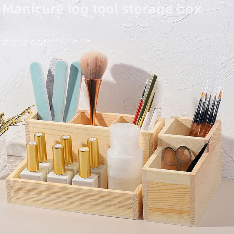 Nail Drill Machine Bits Wooden Holder, Durable for Nail Training Nail Art Accessories DIY Manicure Tools Box Display Box