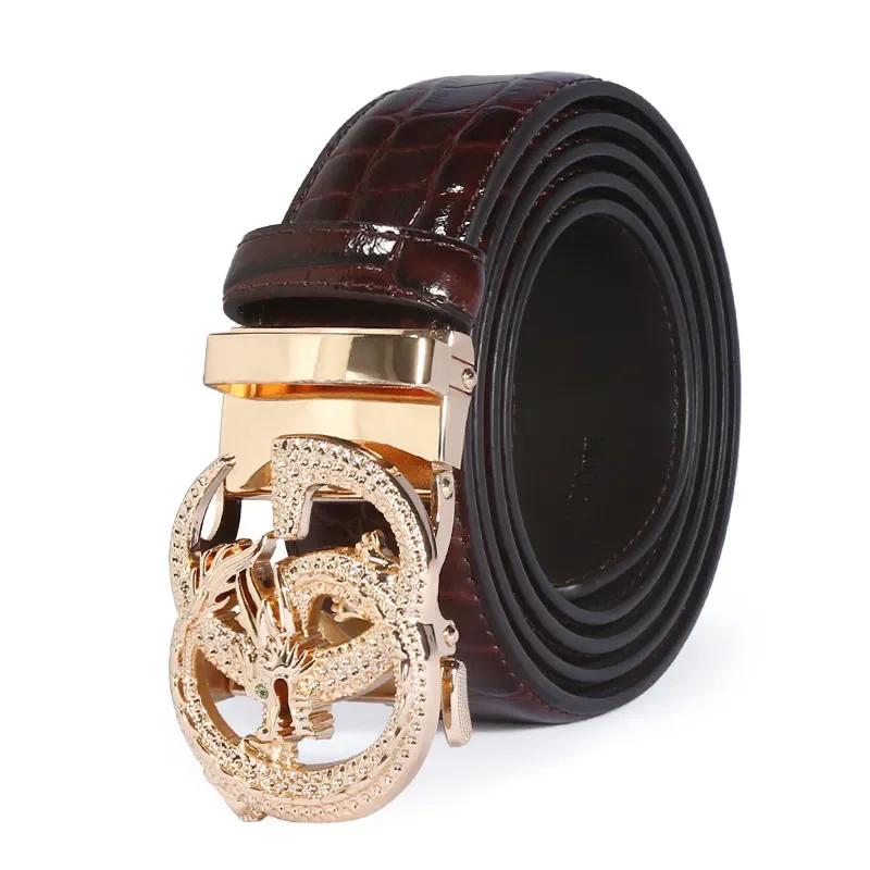 New Light Luxury Business Alloy Automatic Buckle Belt Is Suitable for Young Men's Personalized GG Pattern Belt in Stock