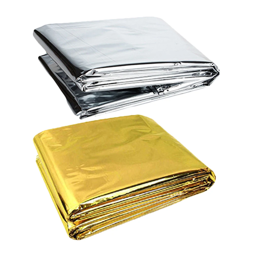

2pcs Emergency Thermal Blanket Survival Camping Outdoors Cold Heat Reflective Sun Waterproof Lightweight