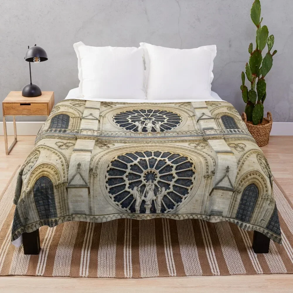 

Notre-Dame Rose Window Throw Blanket Stain Resistant Cozy Warm Blanket