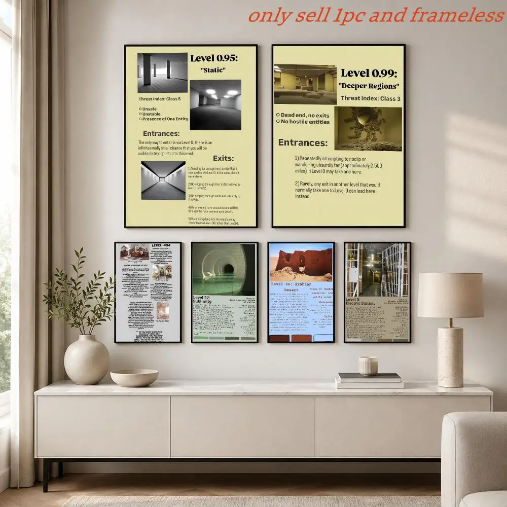 E-Escape the Backrooms Horror Concept level Poster Painting Prints Wall Art Picture Film Room Home Bar Cafe Decor Mural