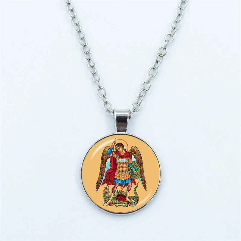 🛡️ Archangel St. Michael Shield Pendant Necklace –(24 to choose from) Protective Amulet with Glass Dome Art 5