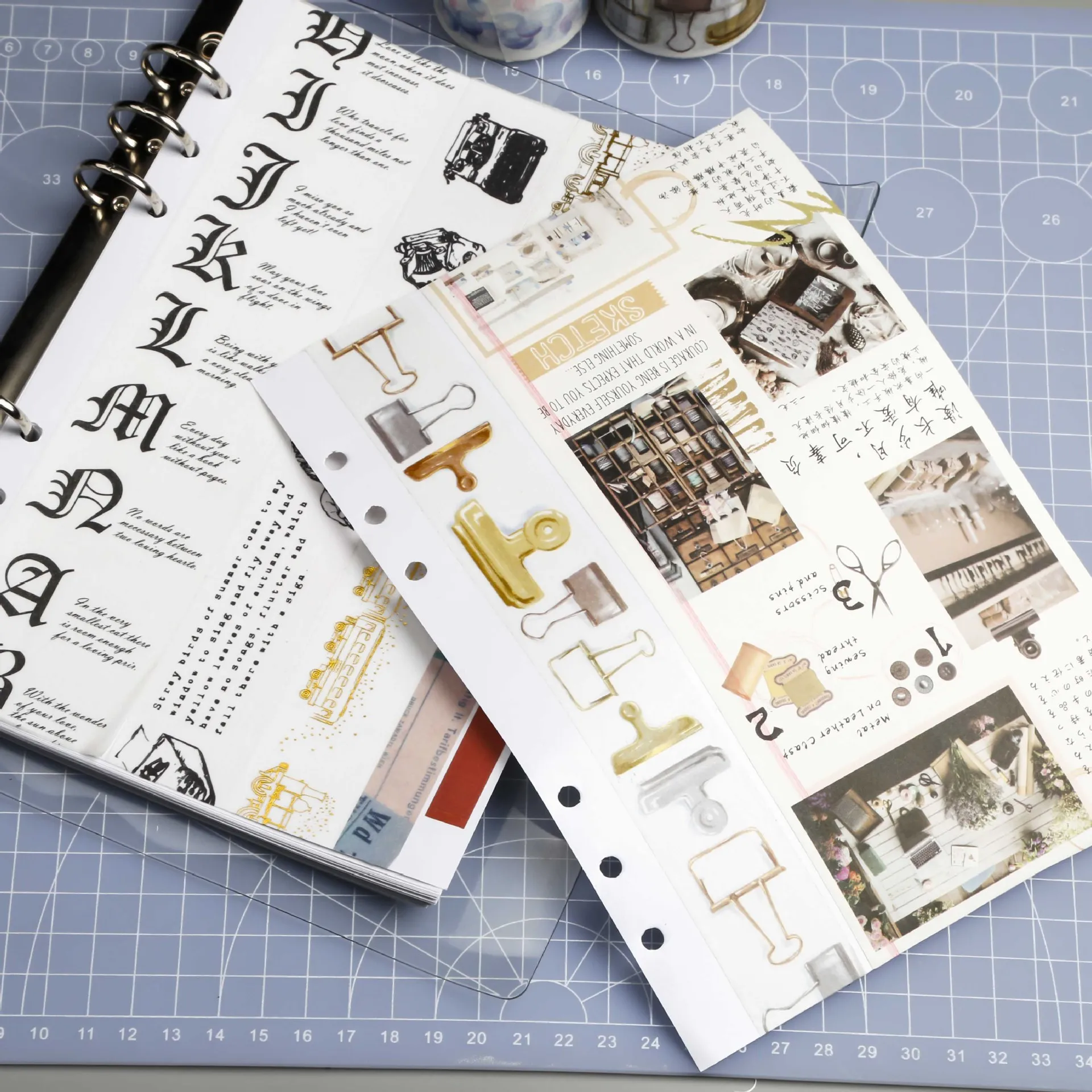 

Fromthenon 4&6-Hole A4A5A6 Double Sided Release Paper Washi Tape Storage Album Loose Leaf Organizer for DIY Journal Planne