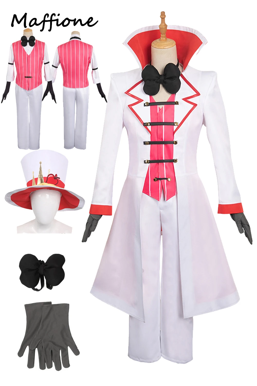 

Lucifer Cosplay Anime Cartoon Hell Inn Fantasy Tailcoat Disguise Hat Costume Wigs Adult Men Halloween Party Roleplay Suit