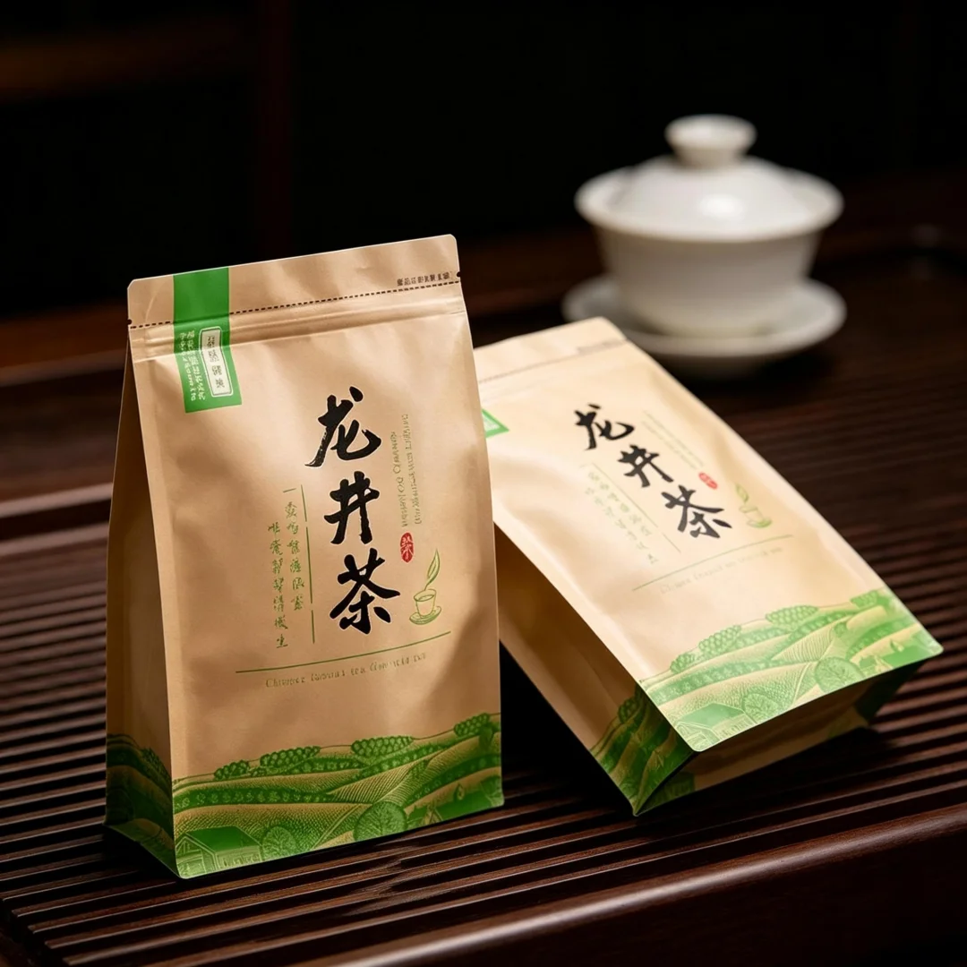 Multi-Style Chinese Longjing Tea Set Zipper Bags Dahongpao Biluochun Green Tea Recyclable Sealing Packing Bag NO Packing Bags