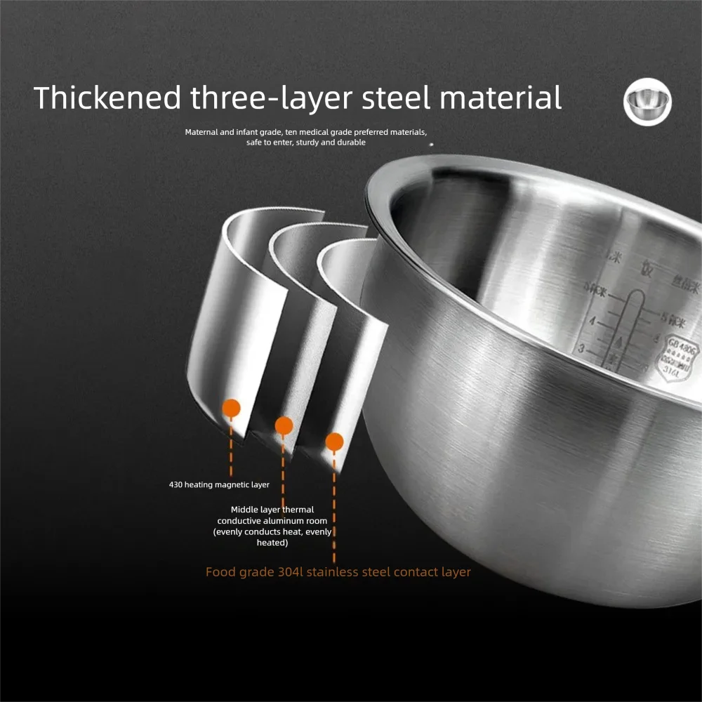 304-ステンレス鋼炊飯器インナーボウル-xiaomi-mijia-ih-3l-ihfb01cm-交換用白ステンレス鋼ボウル
