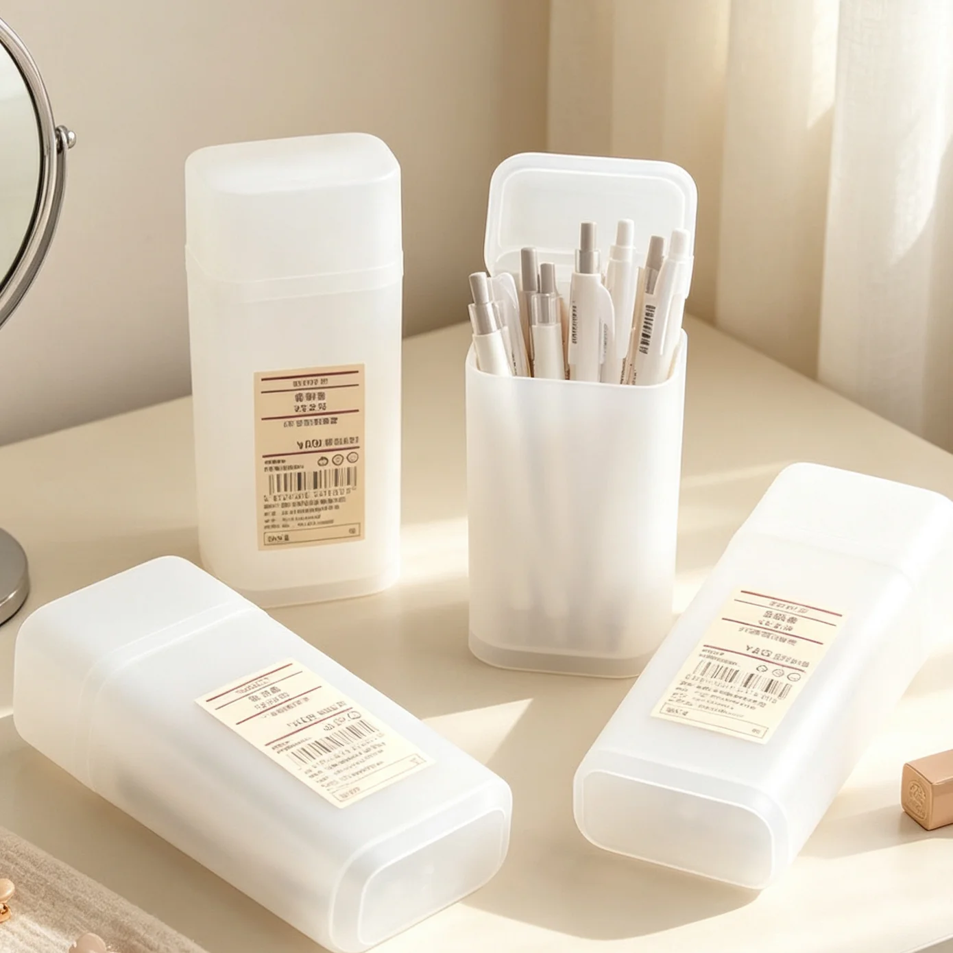 Transparent Pencil Case Plastic Simple Stationery Solid Color Student Pencil Box