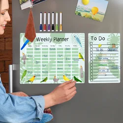 Erasable Magnetic Fridge Stickers Removable Weekly and Monthly Planner Message Board Calendar PVC Whiteboard Stickers