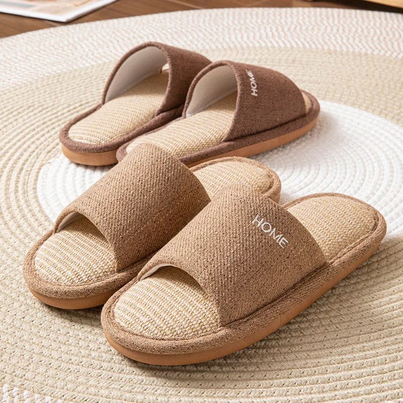 Linen Platform Women's Slippers House 2026 Spring Summer Designer Woman Shoes Flats New Indoor Slides Couple Soft Sole Non-Slip view 4