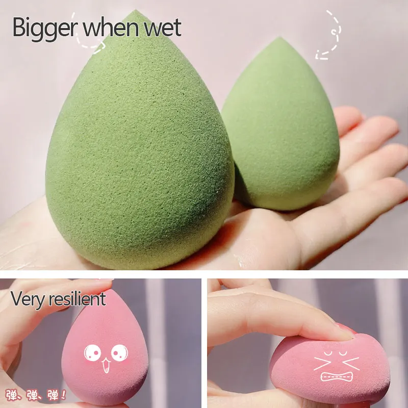 10 pçs conjunto de esponja de maquiagem super macio ferramenta de beleza pó puff blener uso molhado e seco instrumento de maquiagem para mulher fundação esponja