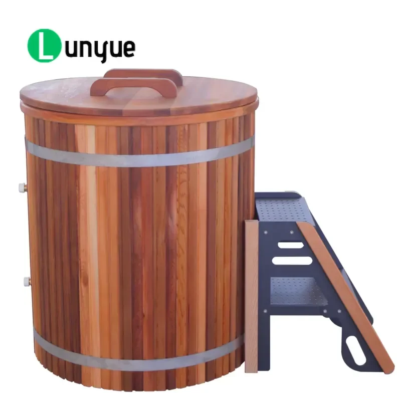 Wood Refrigeration Insert Ice Bathtub Cooling System Intelligent Water Treatment Strip Lined Recycling Bucket for Home Spa