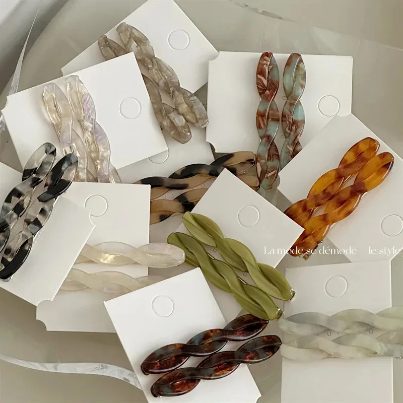 مشابك شعر نسائية عتيقة الطراز رومانسية من الأسيتات للفتيات مشابك جانبية عصرية إكسسوارات شعر غطاء رأس زينة شعر