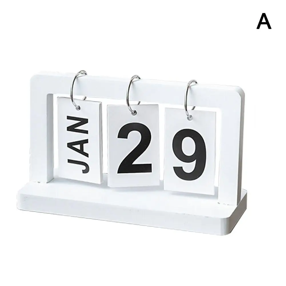 ปฏิทินไม้ถาวรเดือนพลิกแสดงวันที่เดสก์ทอปประจำวันอุปกรณ์ตกแต่งฉากถ่ายรูปกำหนดการสำนักงาน Q1R3บ้าน