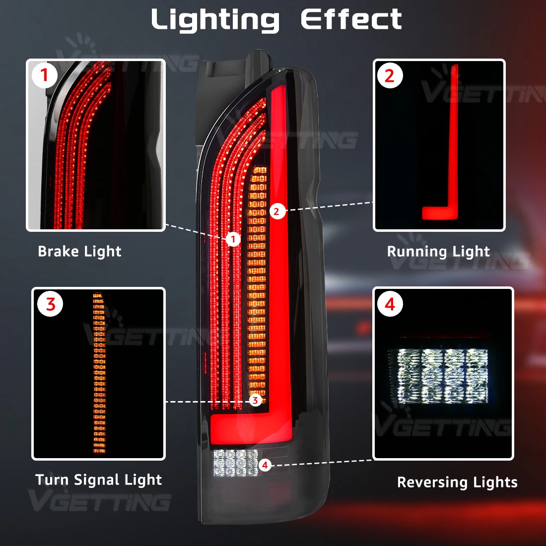 LED Tail Lights For Toyota Hiace 2005 2006 2007 2008 2009 2010 2011 2012 2013 2014 2015 2016 2017 2018 Rear Turn Signal Taillamp