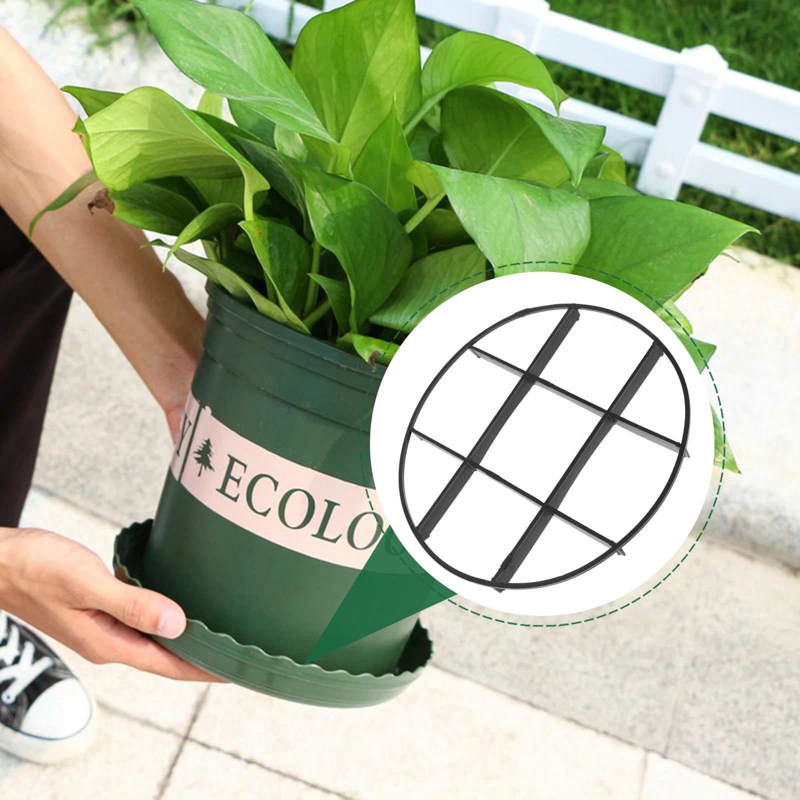 

10pcs Flower Pot Base Feet Stand Flowerpot Pad Black Bottom Grid Mat for Outdoor Garden Planter Ventilated Reusable Leakproof