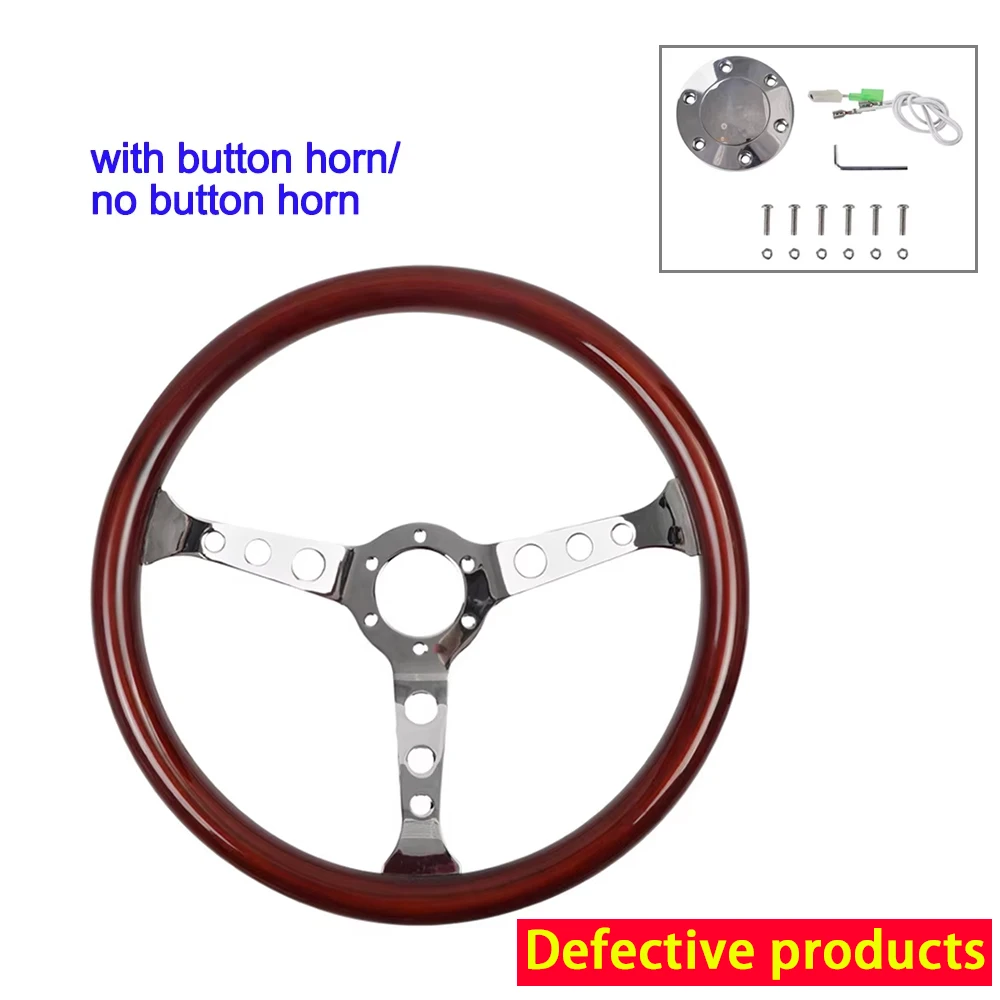 Uszkodzone Produkty Uniwersalna Kierownica Samochodowa 380mm 15 Cali z Zestawem Przycisków Klaksonu Imitacja Drewna Kierownica Sportowa do Aut Wyścigowych — 2
