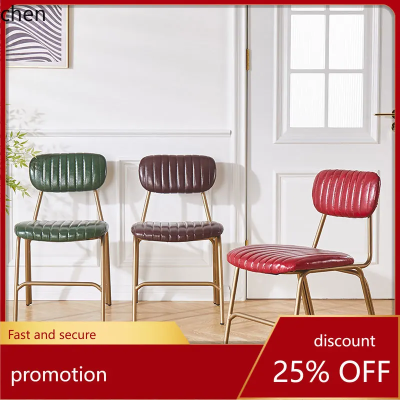 

HT Iron Art Restaurant Dining Chair Retro Style Backrest Office Chair Cafe Soft Cushion Industrial Chair