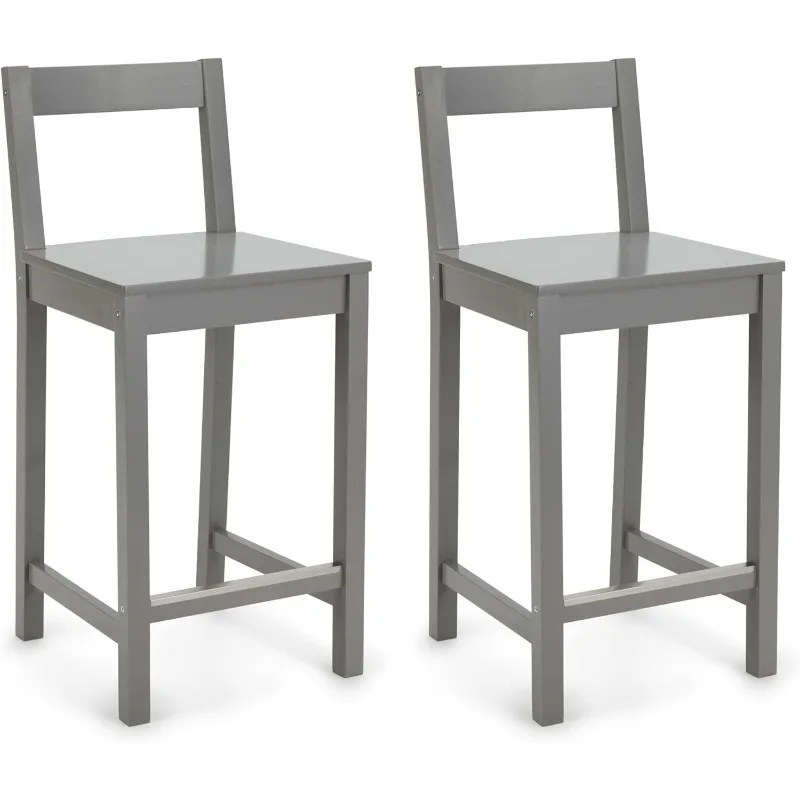 

Bar Stools Set of 2, Wooden Bar Stool with Backrest