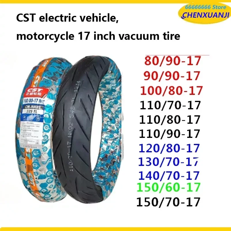 CST Electric Vehicle, Motorcycle 80/90/100/110/120/130/140/150-70-80-17 Inch Vacuum Tire