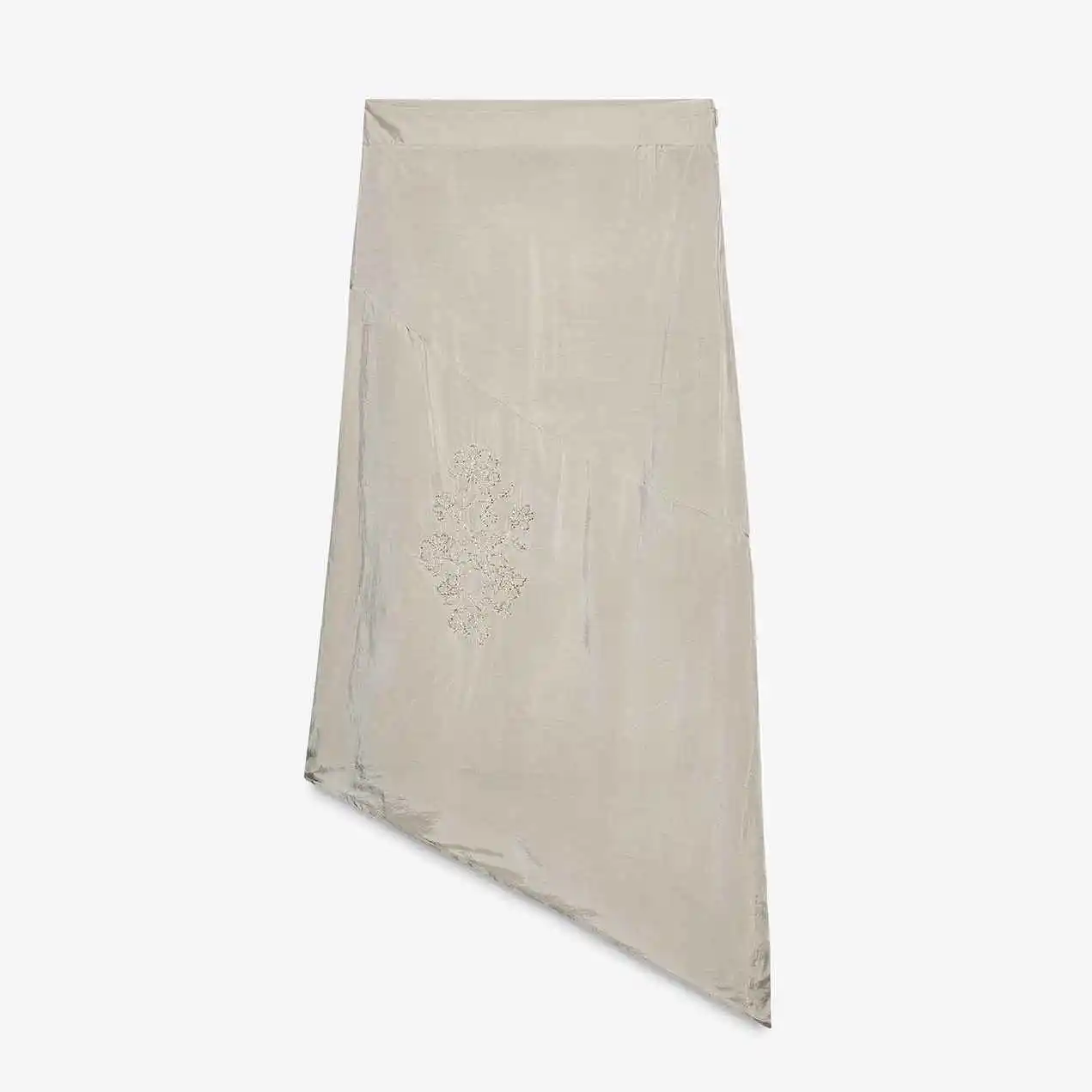 Conjunto de dos piezas de moda para mujer: csa de aodón bordada asimétrica de cintura alta con manga larga y cuello vuel...