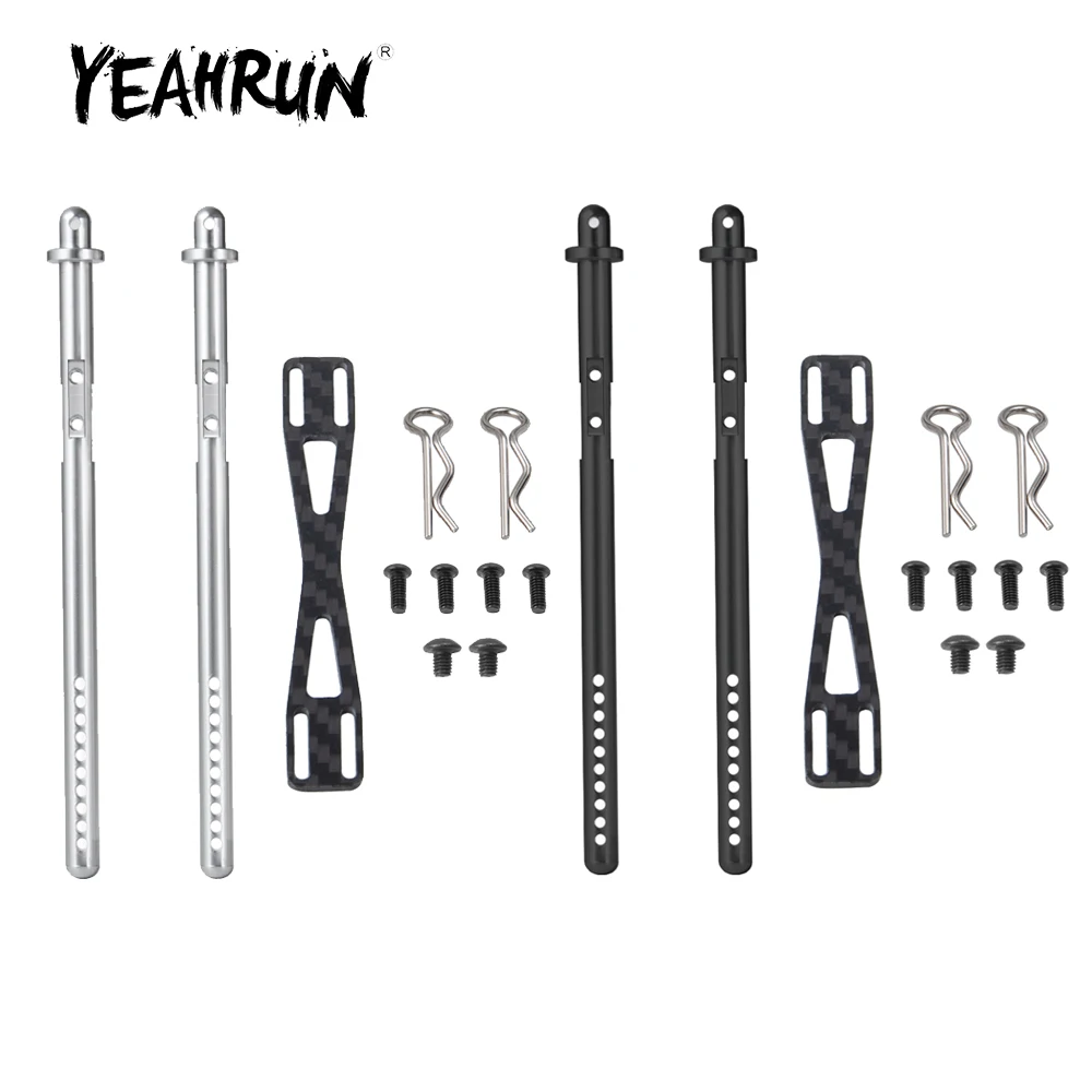 

YEAHRUN Carbon Fiber & Metal Rear Car Body Shell Column Post Mount for Axial SCX10 II 90046 1/10 RC Crawler Car Model Parts