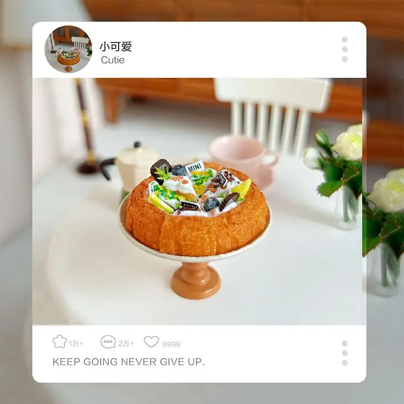 1Pcs Doll House Kitchen Furniture Accessories 1/12 Dollhouse Miniature Basque Cake Bread DIY Dessert Mini Food Cream Dessert