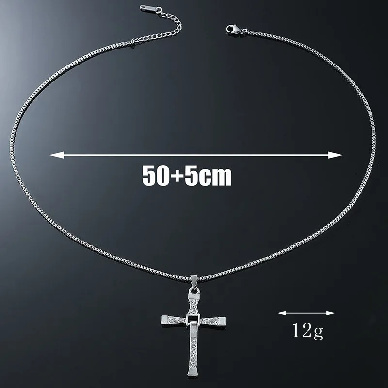 Dominic Toretto The Fast and The Furious Celebrity Vin Diesel Item Crystal Jesus Men Cross Pendant Necklace Gift Jewelry