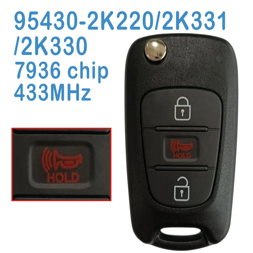 2 Pcs/lot 95430-2K220/2K331/2K330 Original Auto Smart Remote 433MHz 2+1B PCF7936 Chip Replace Car Key For Kia Soul 2010+