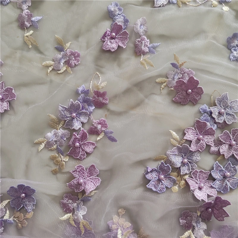 3D Floral Lilac Light Purple Mantilla Veil For Church Mass Catholic Gift Pearls Flowers Lavender D Shape Vintage Head Covering